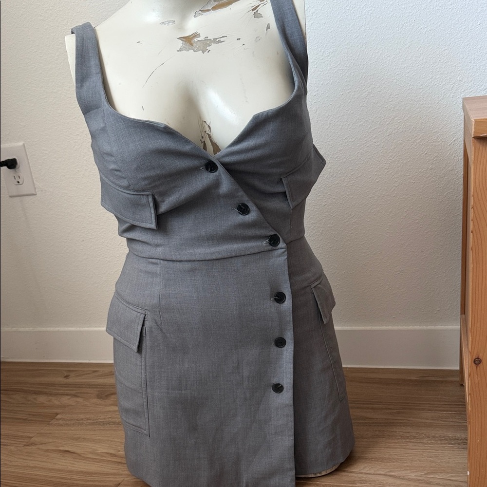 Anthropologie Grey Label and Pinstripe Interior Detail blazer Romer mini dress